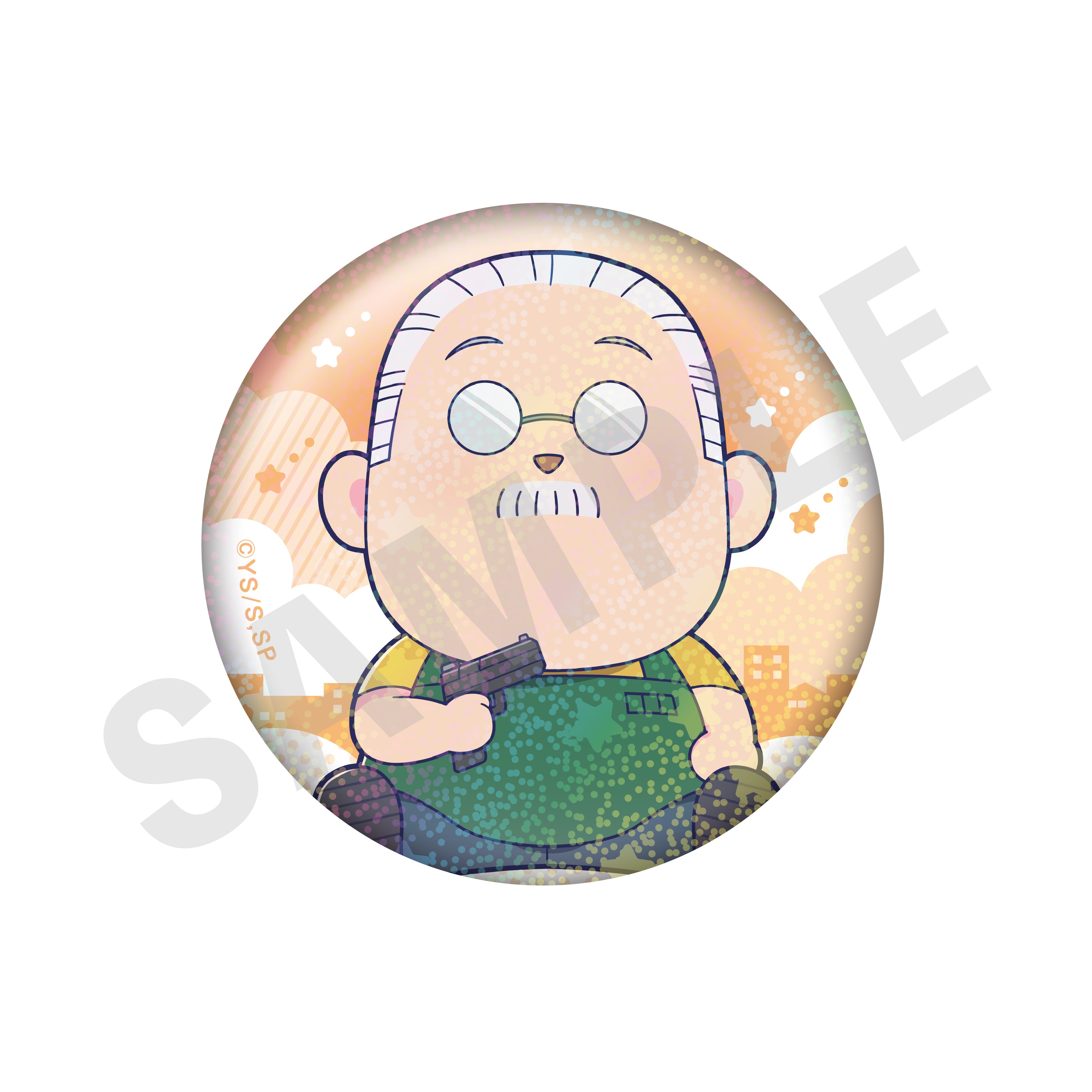 SAKAMOTO DAYS のグッズ、坂本の缶バッジの画像です