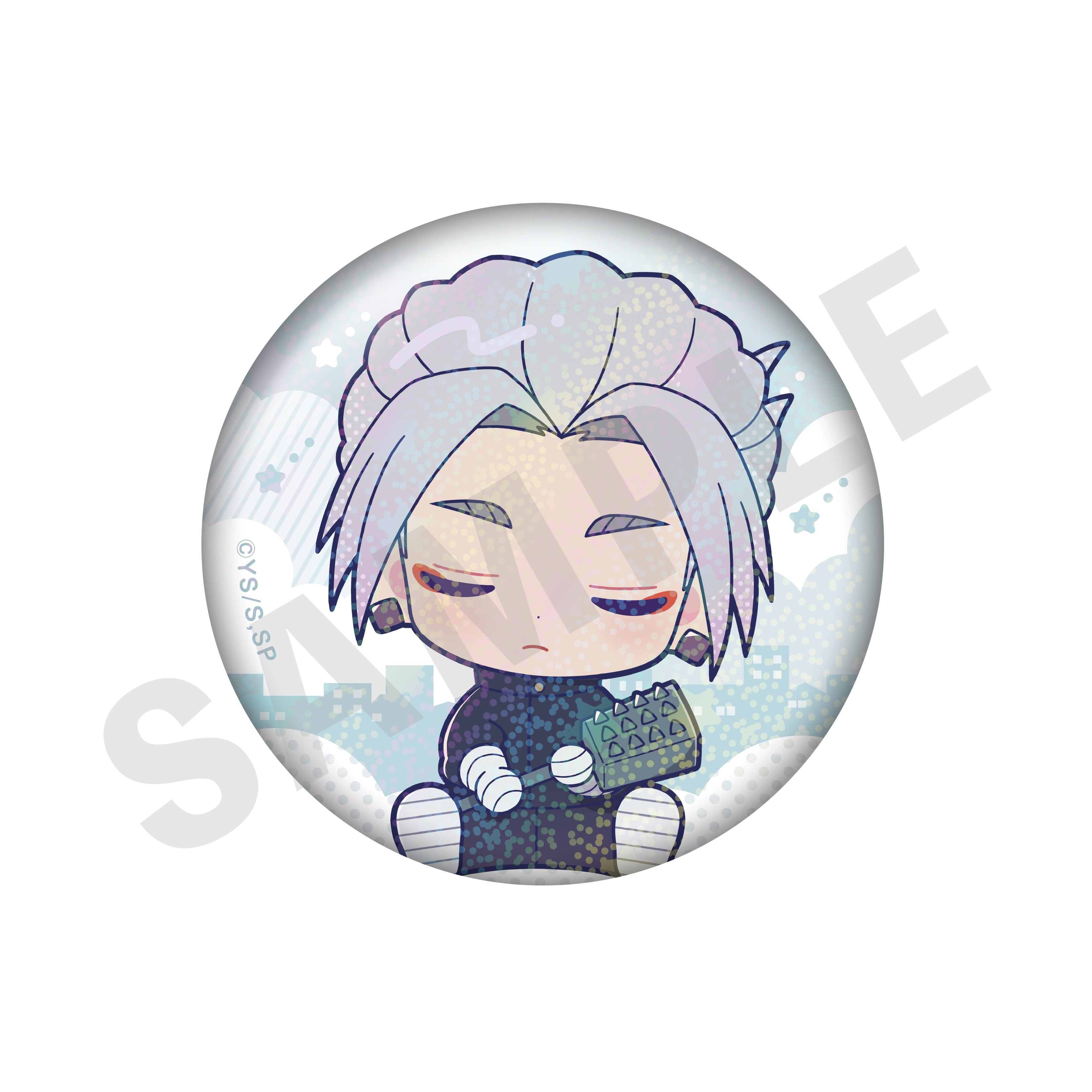 SAKAMOTO DAYS のグッズ、楽の缶バッジの画像です