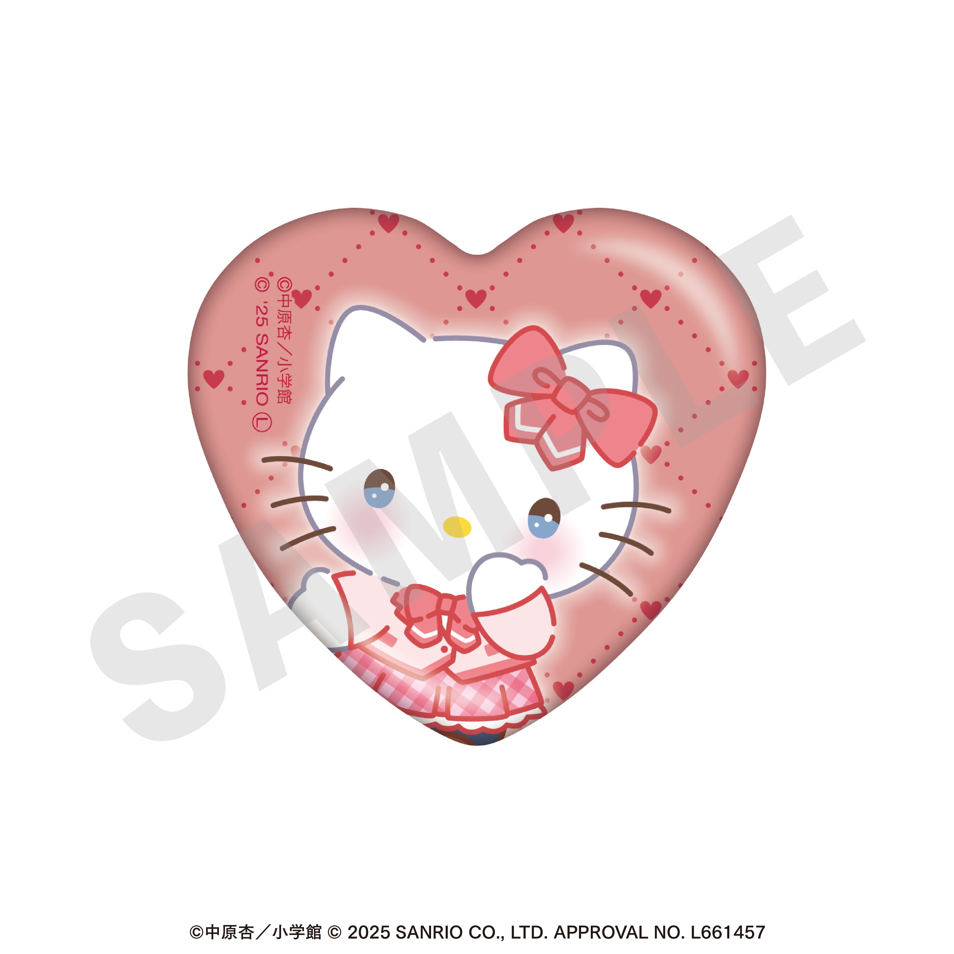 ちゃおヒロインズ×サンリオキャラクターズ のグッズ、ハローキティの缶バッジの画像です