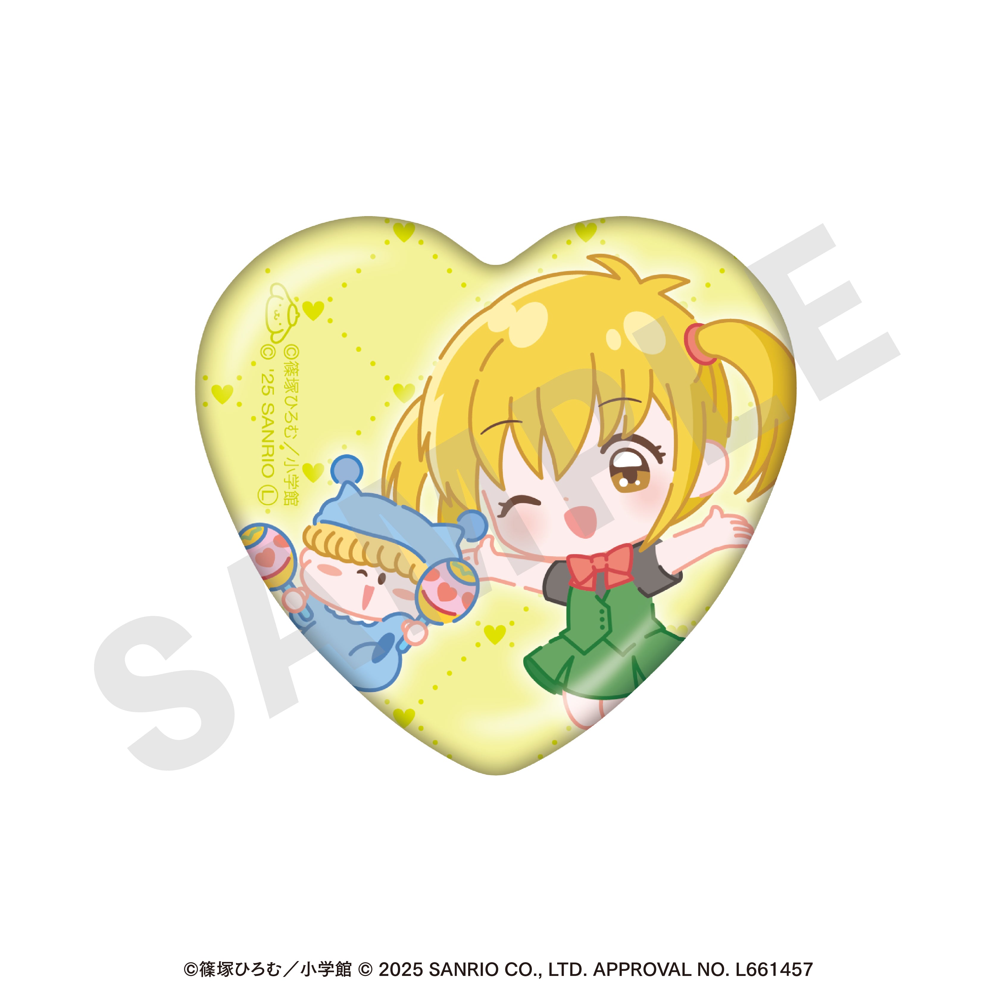 ちゃおヒロインズ×サンリオキャラクターズ のグッズ、南楓の缶バッジの画像です