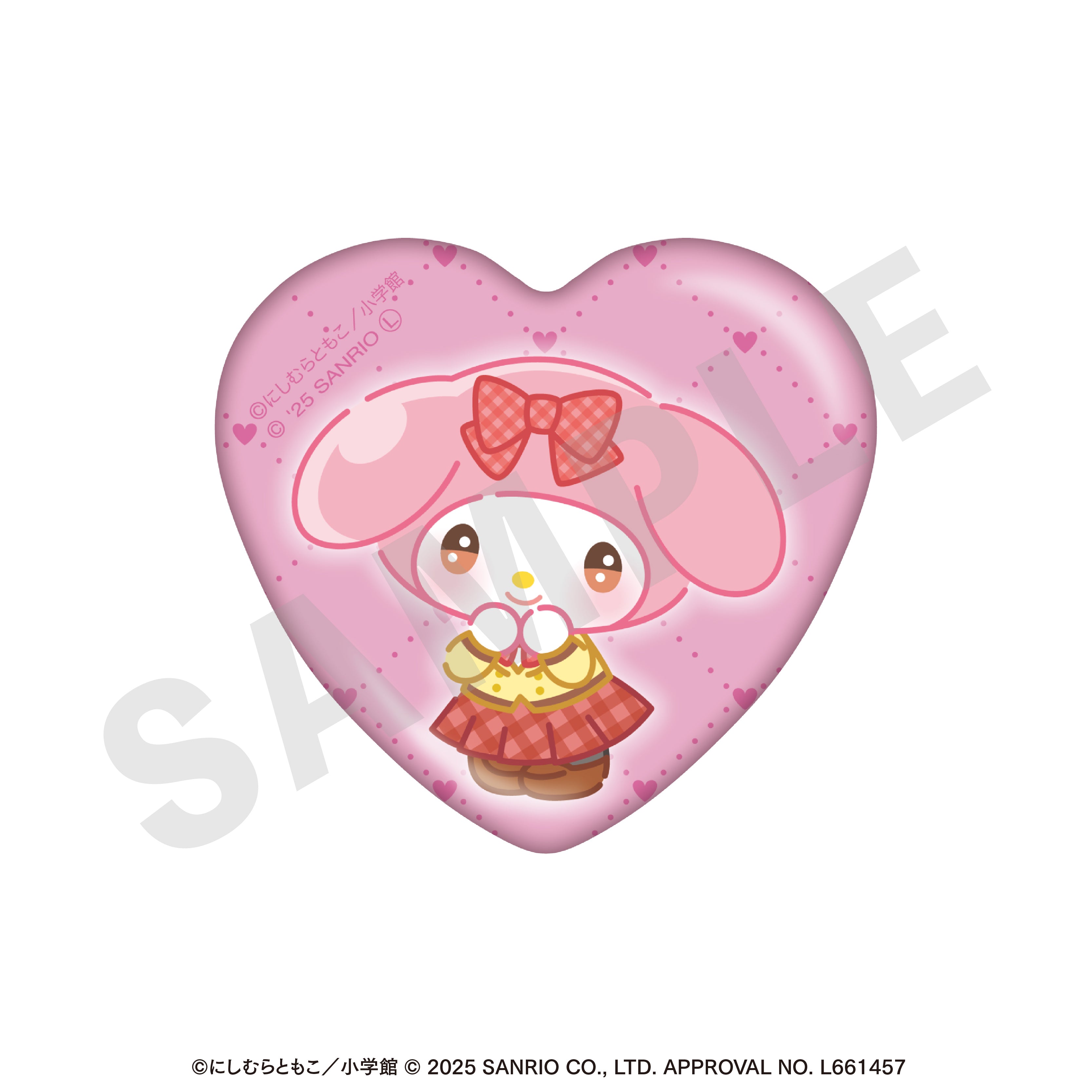 ちゃおヒロインズ×サンリオキャラクターズ のグッズ、マイメロディの缶バッジの画像です