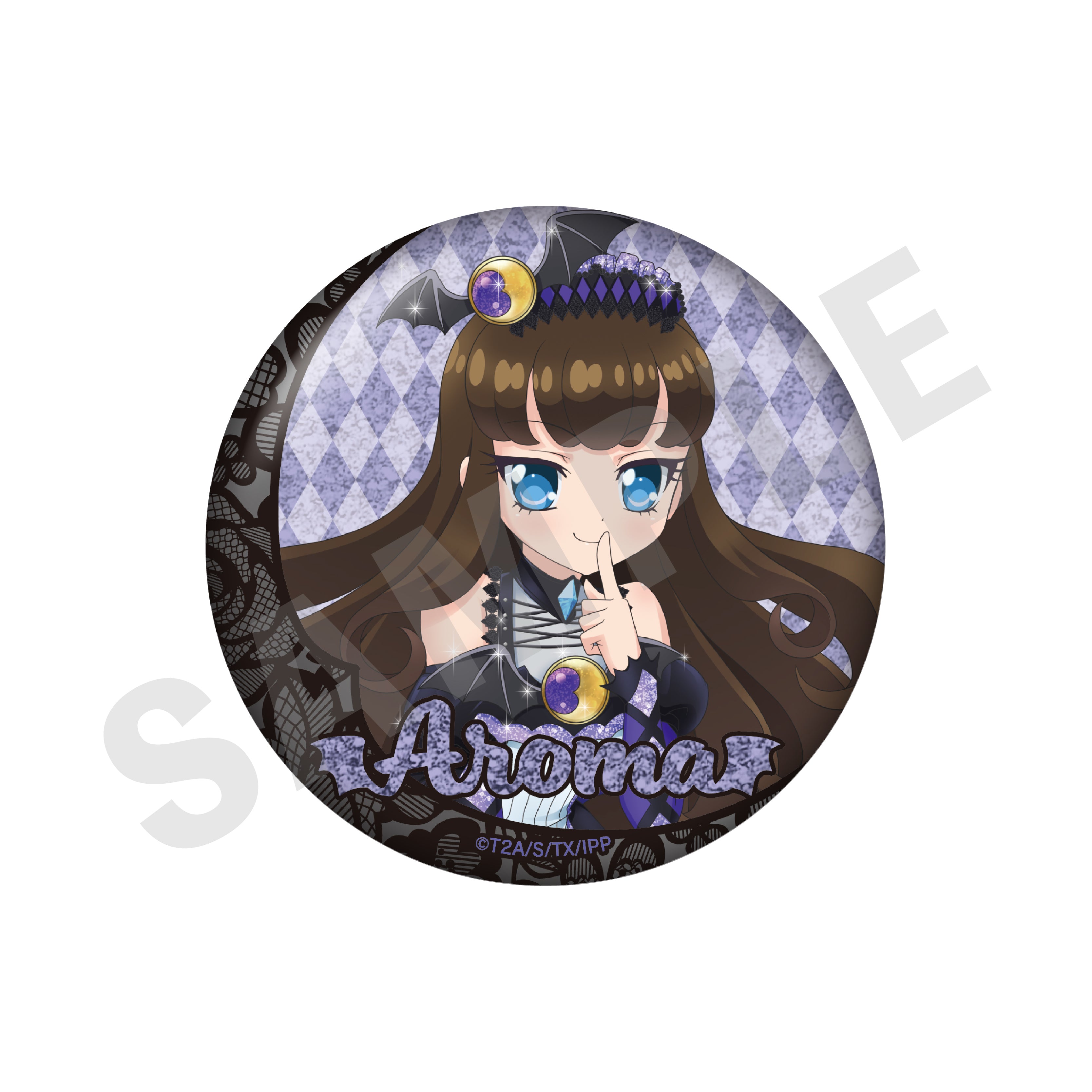 プリパラ のグッズ、黒須あろまの缶バッジの画像です