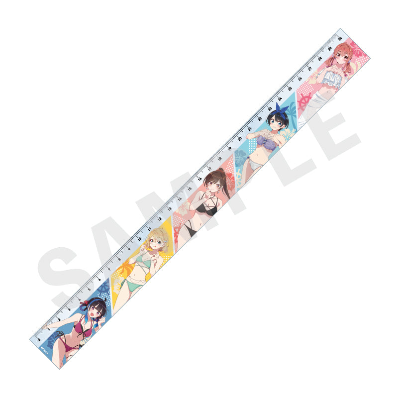彼女、お借りします のグッズ、水原千鶴・七海麻美・更科瑠夏・桜沢墨・八重森みにのスタンド定規の画像です