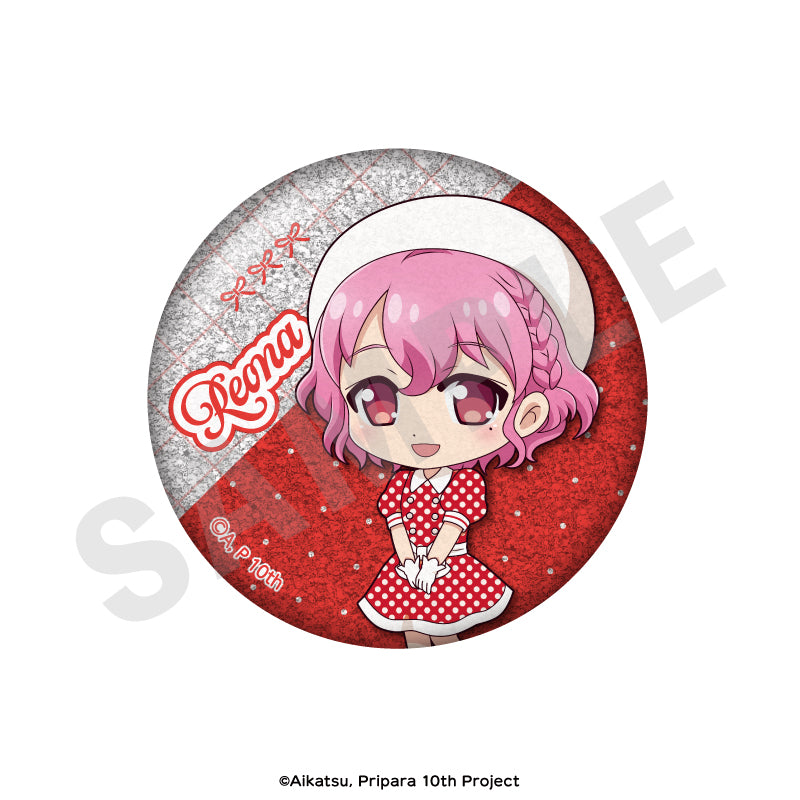 アイカツ!×プリパラ THE MOVIE -出会いのキセキ!- のグッズ、レオナ・ウェストの缶バッジの画像です