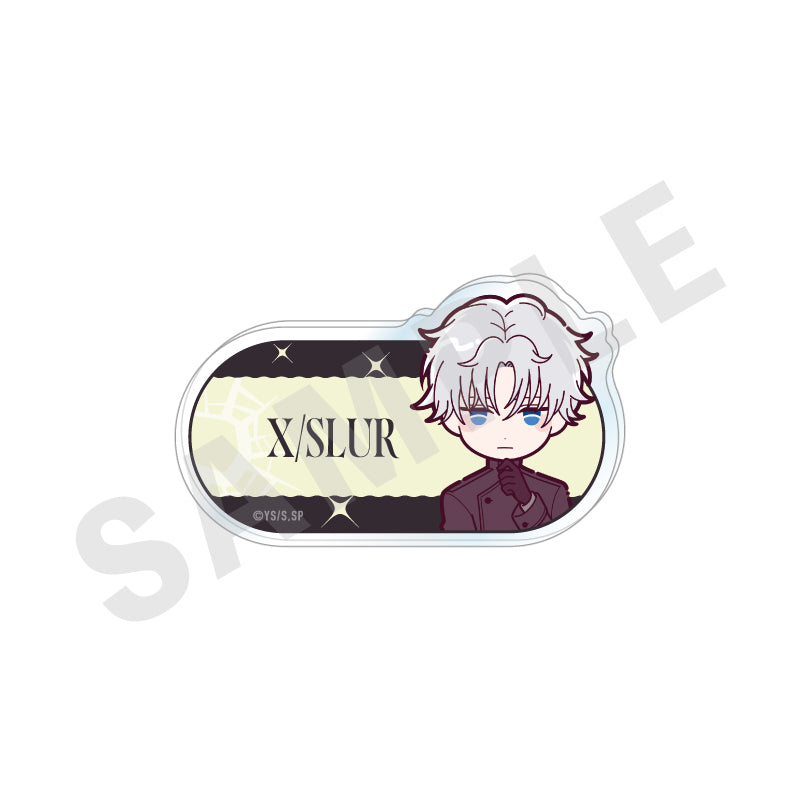 SAKAMOTO DAYS のグッズ、X・スラーのお名前バッジの画像です