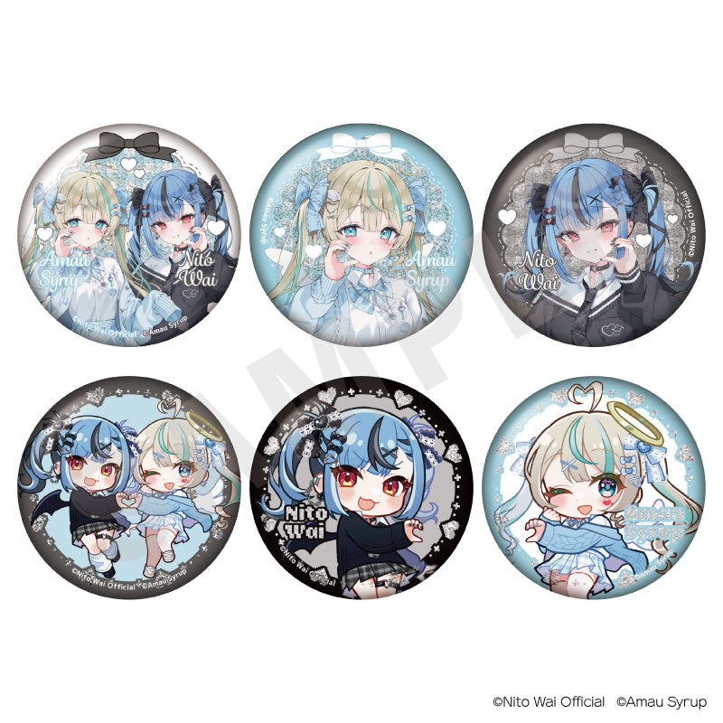 にとあま♡ニコイチ♡天使と悪魔 のグッズ、新兎わい・天羽しろっぷの缶バッジの1枚目の画像です