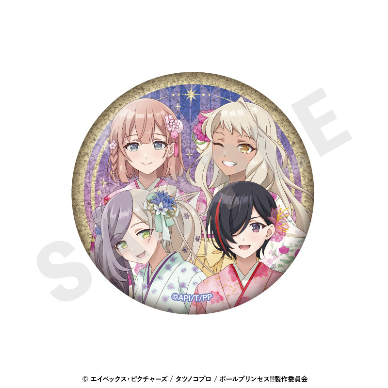 ポールプリンセス!! のグッズ、星北ヒナノ・西条リリア・東坂ミオ・南曜スバルの缶バッジの画像です