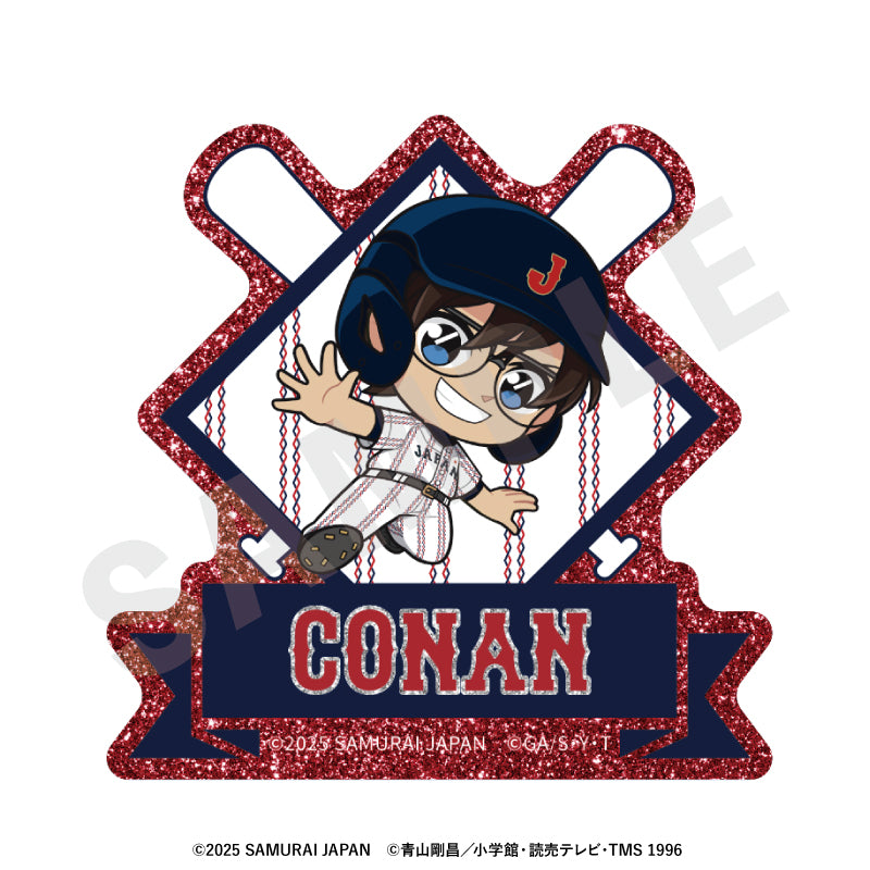 野球日本代表「侍ジャパン」×TVアニメ「名探偵コナン」 のグッズ、江戸川コナンのお名前バッジの画像です