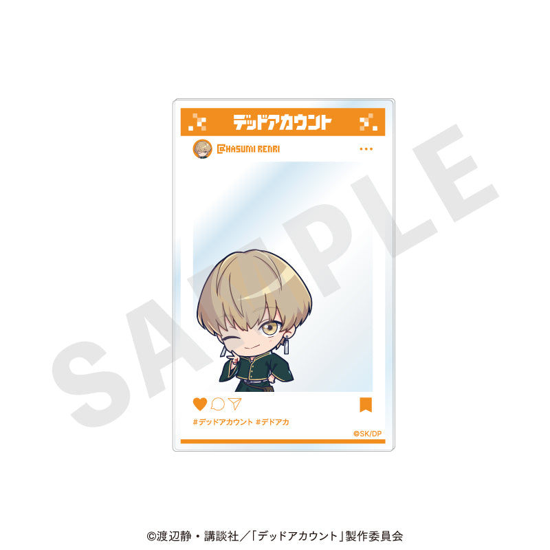 TVアニメ『デッドアカウント』 のグッズ、羽住蓮理のアクリルカードの画像です