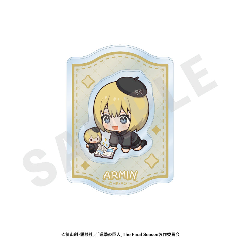 進撃の巨人 のグッズ、アルミンの2層アクリルバッジの画像です