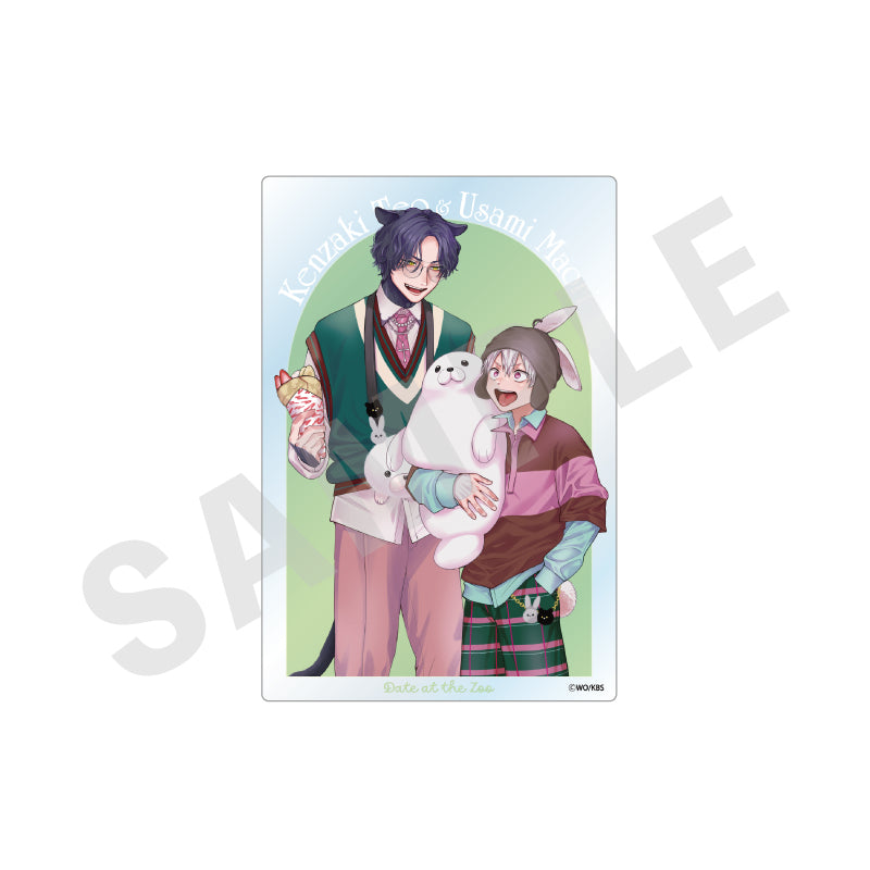 光文社アニメイトBLフェア~動物園デート編~ のグッズ、宇佐美まおり・剣崎灯桜のクリアカードの画像です