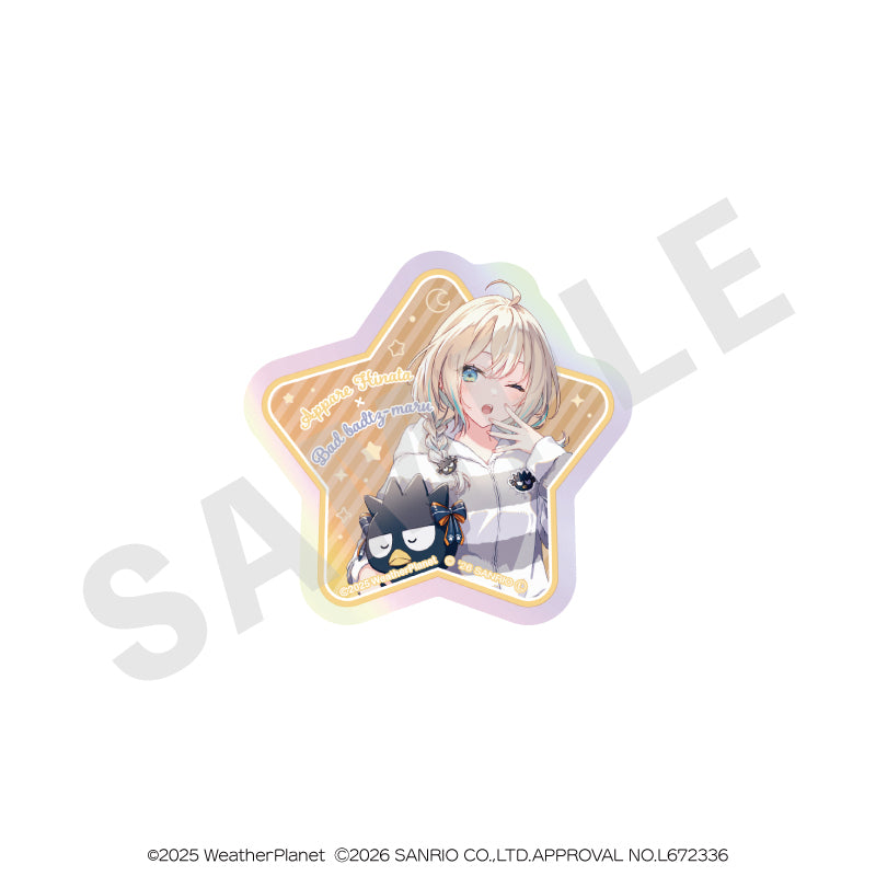 WeatherPlanet x Sanrio characters のグッズ、天晴ひなた・バッドばつ丸のステッカーの画像です