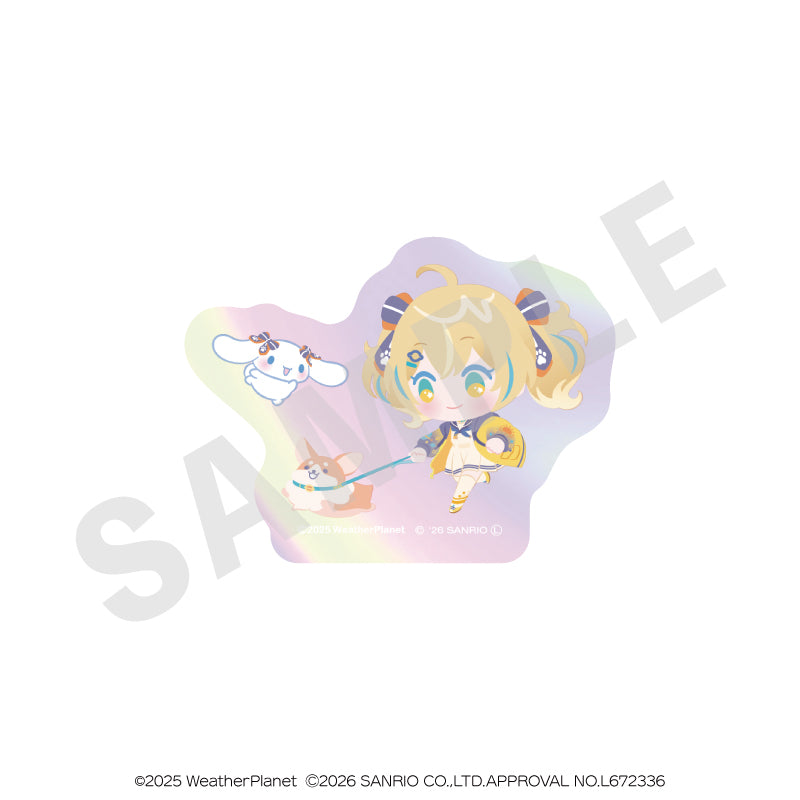 WeatherPlanet x Sanrio characters のグッズ、天晴ひなた・シナモロールのステッカーの画像です