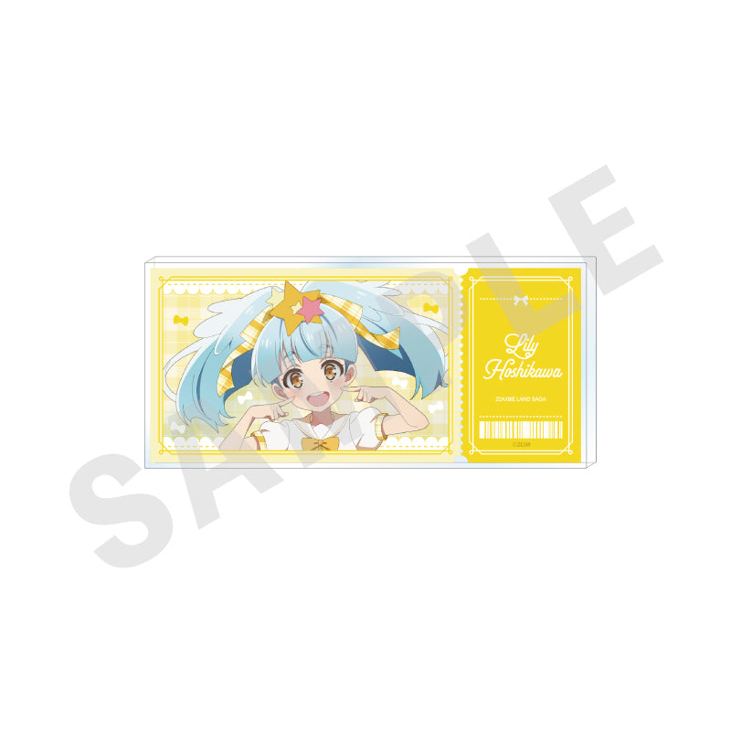 劇場版『ゾンビランドサガ ゆめぎんがパラダイス』 のグッズ、星川リリィのアクリルブロックの画像です