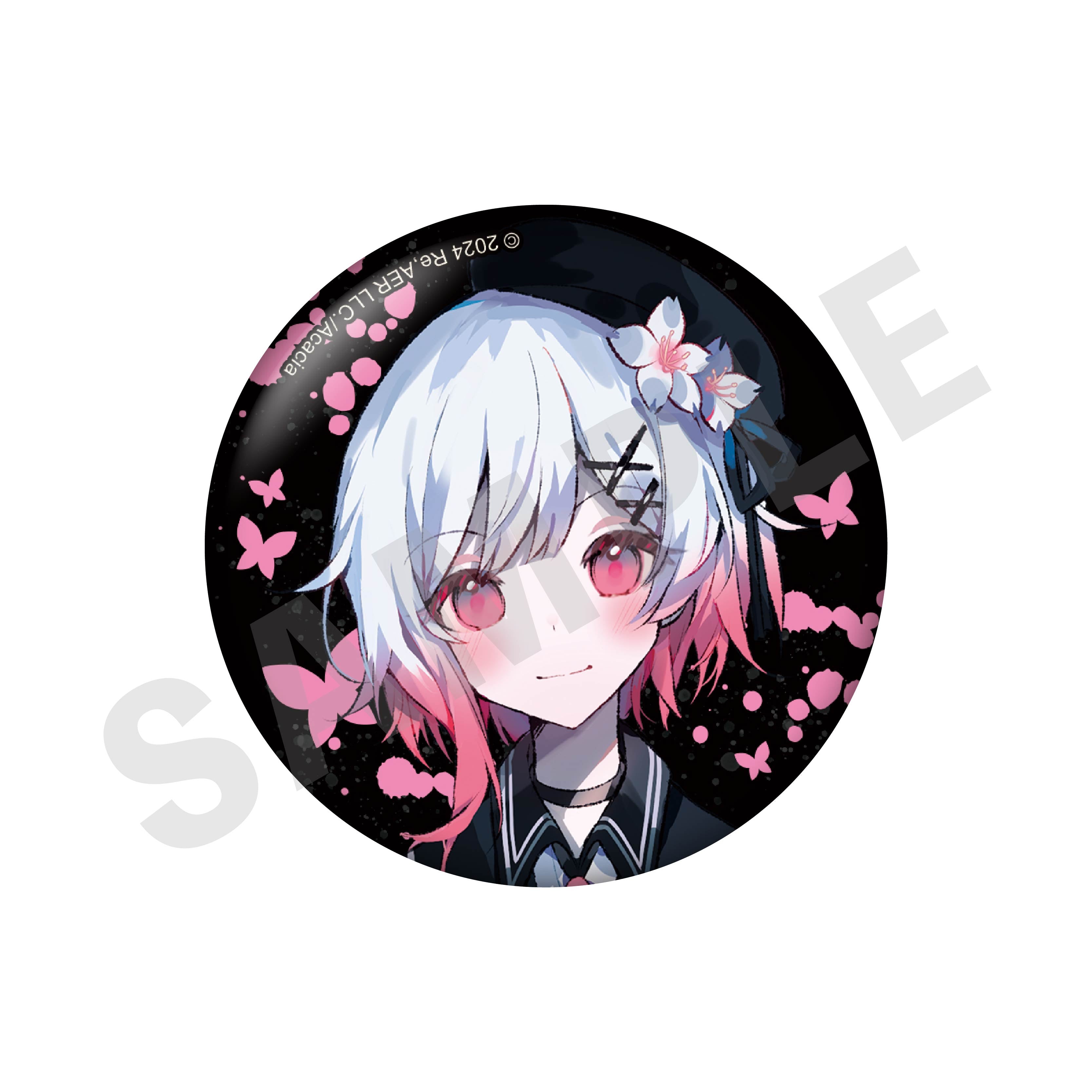 魔法少女ノ魔女裁判 のグッズ、桜羽エマの缶バッジの画像です