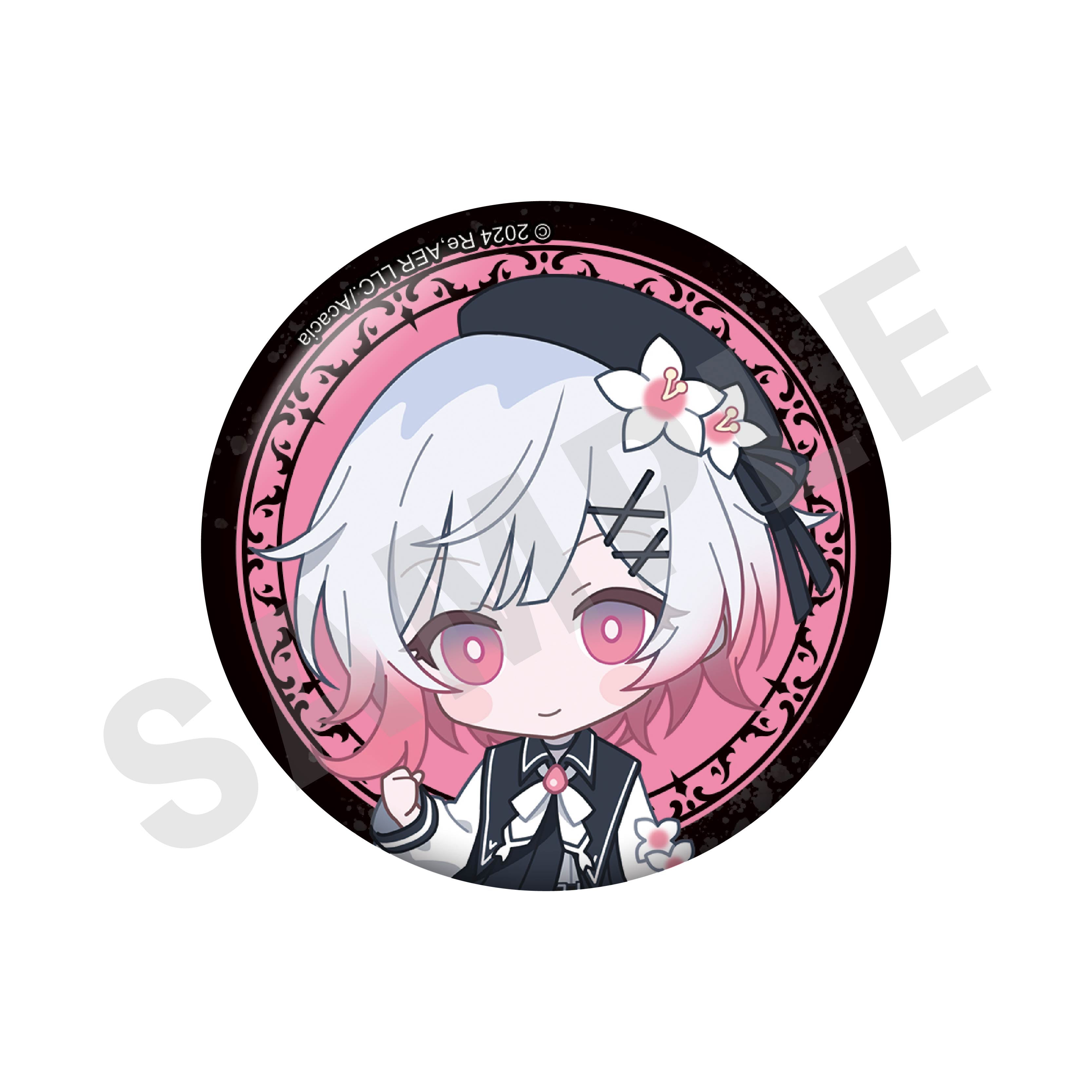 魔法少女ノ魔女裁判 のグッズ、桜羽エマの缶バッジの画像です