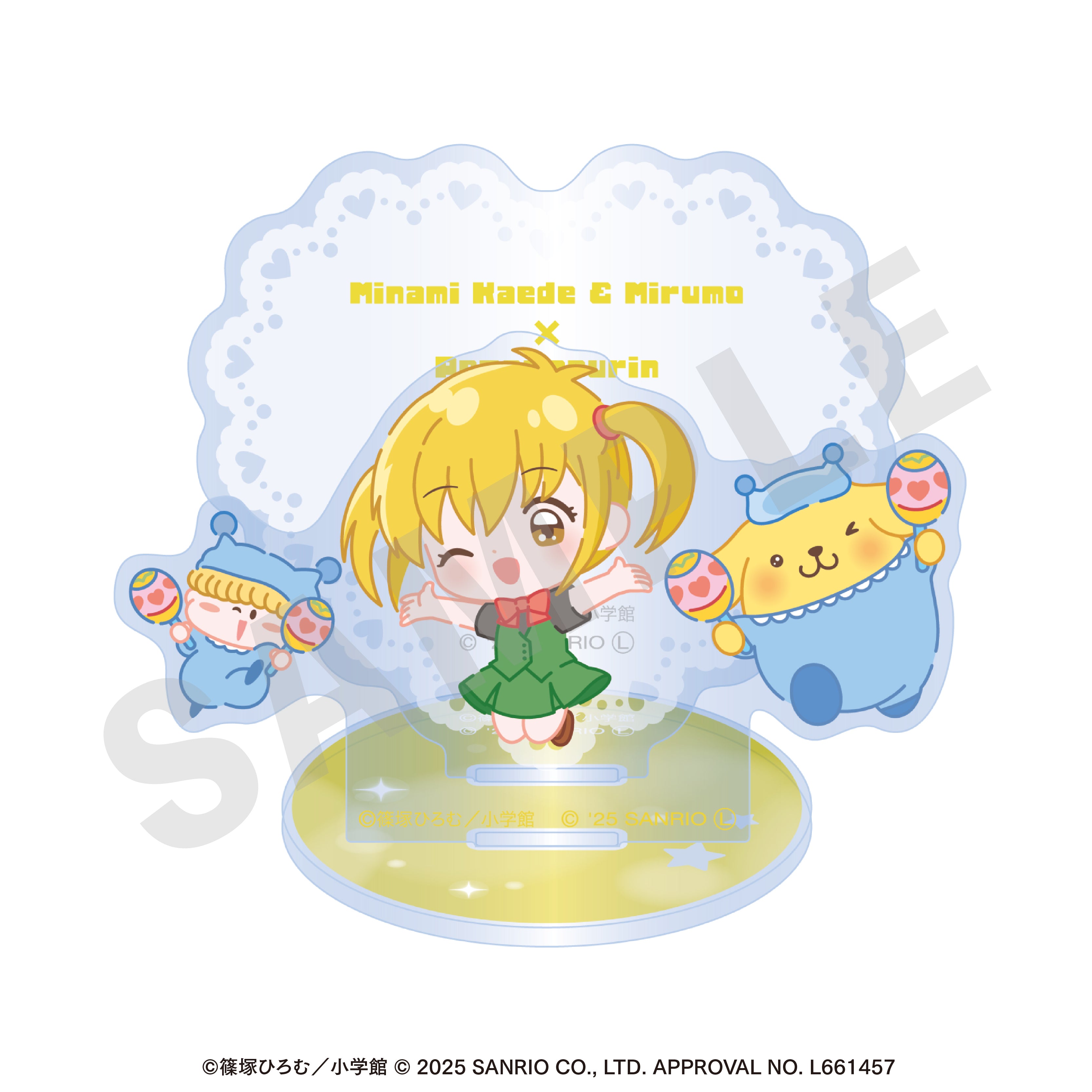ちゃおヒロインズ×サンリオキャラクターズ のグッズ、南楓・ポムポムプリンのアクリルスタンドの2枚目の画像です