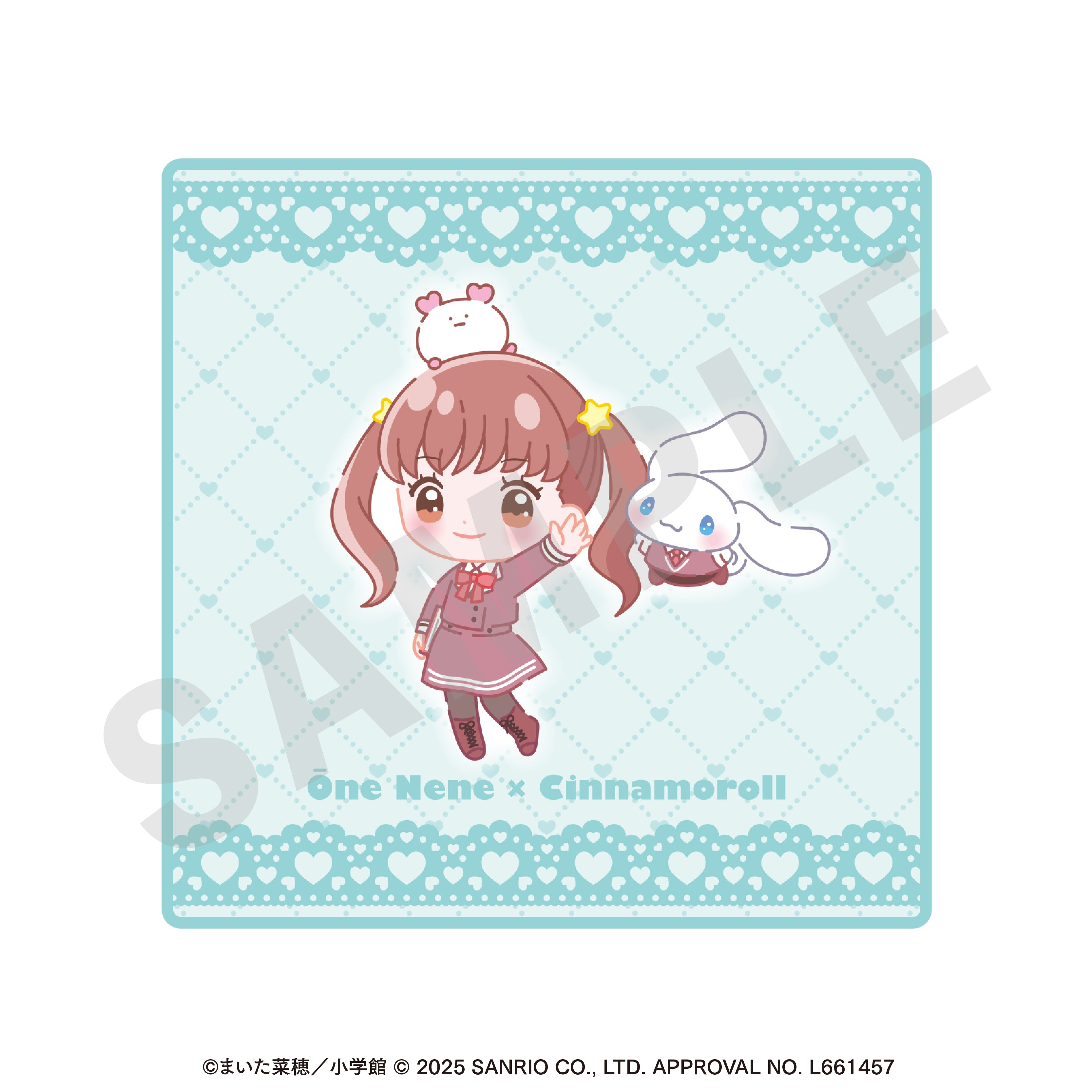 ちゃおヒロインズ×サンリオキャラクターズ のグッズ、大根ねね・シナモロールのタオルの画像です
