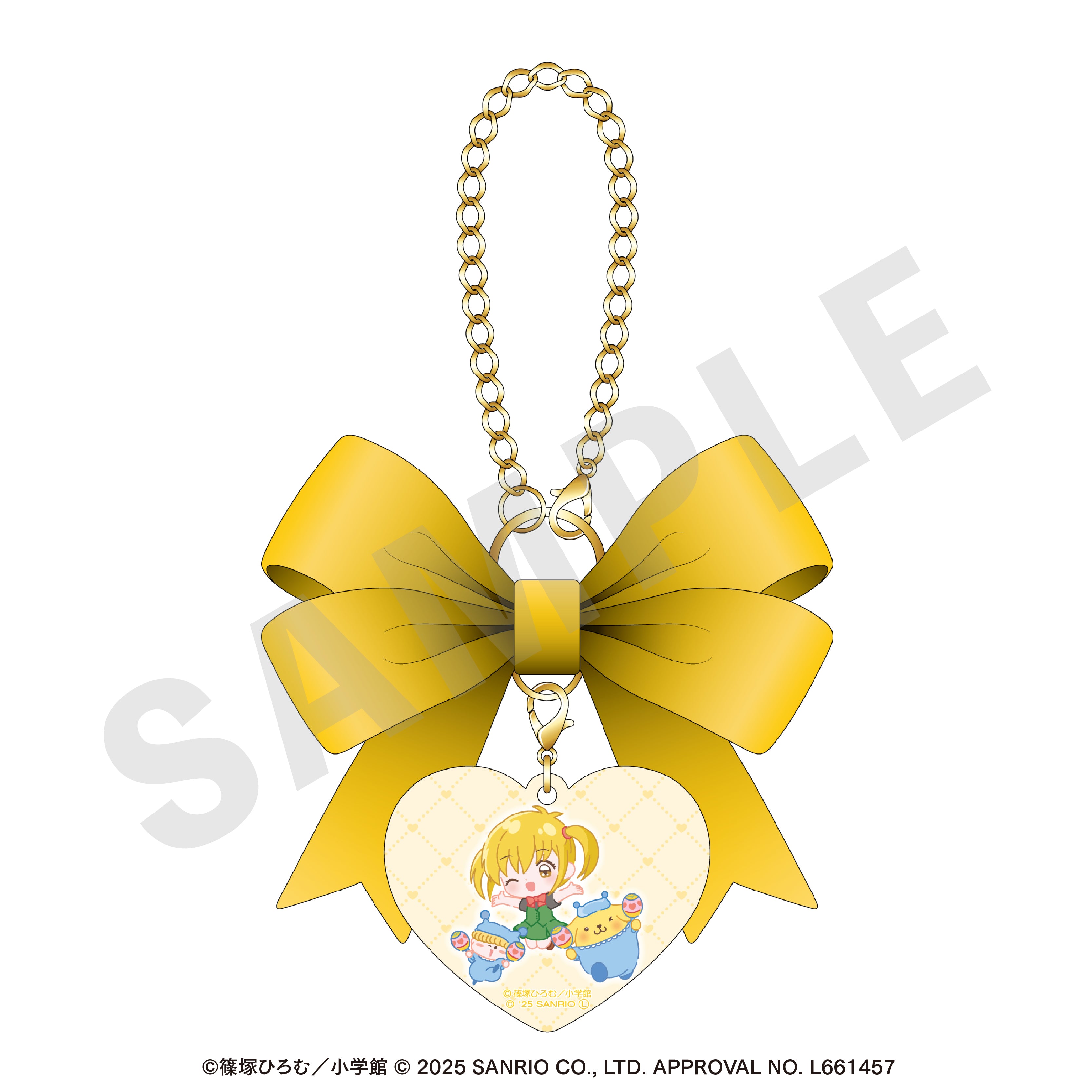 ちゃおヒロインズ×サンリオキャラクターズ のグッズ、南楓・ポムポムプリンのチャームの画像です
