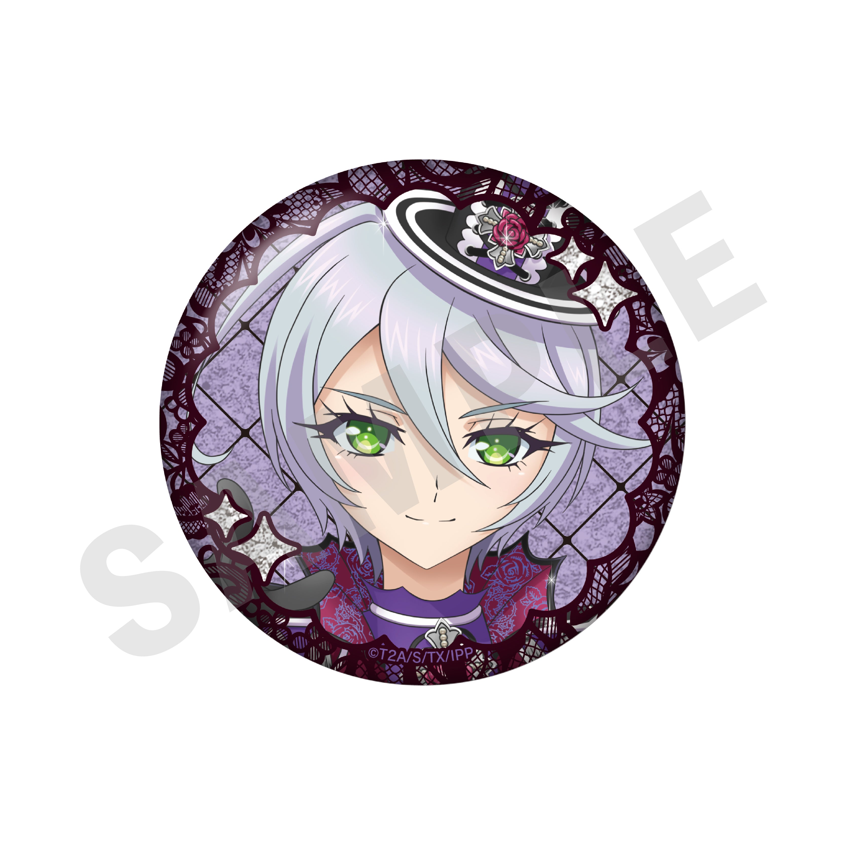 プリパラ のグッズ、紫京院ひびきの缶バッジの画像です
