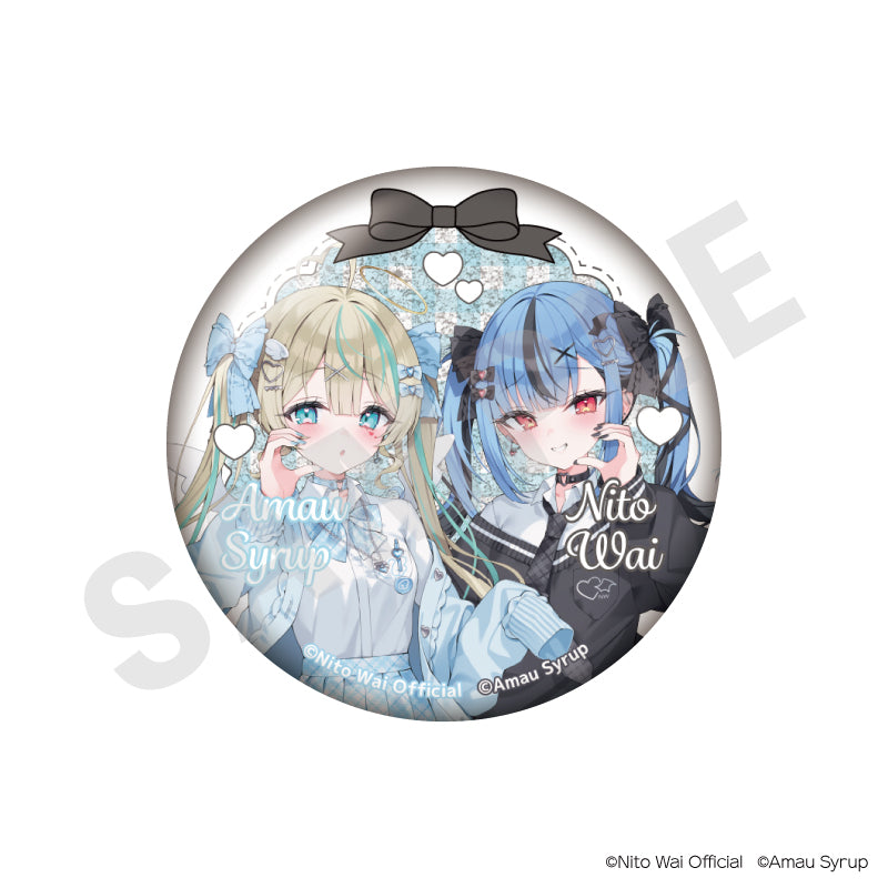 にとあま♡ニコイチ♡天使と悪魔 のグッズ、新兎わい・天羽しろっぷの缶バッジの2枚目の画像です