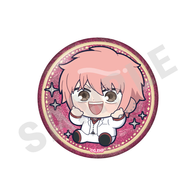 えぶりでいホスト のグッズ、コーイチ・ハジメ・リョーイチ・センイチ・シン・ルイ・ミオ・おこのみ太郎のグリッター缶バッジの2枚目の画像です