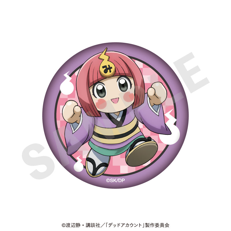 TVアニメ『デッドアカウント』 のグッズ、でんみちゃんのふわふわ缶ミラーの画像です