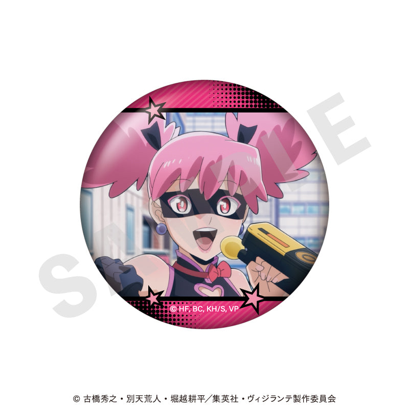 TVアニメ『ヴィジランテ -僕のヒーローアカデミア ILLEGALS-』 のグッズ、ポップ☆ステップの缶バッジの画像です