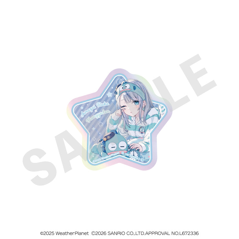 WeatherPlanet x Sanrio characters のグッズ、雨海ルカ・ハンギョドンのステッカーの画像です