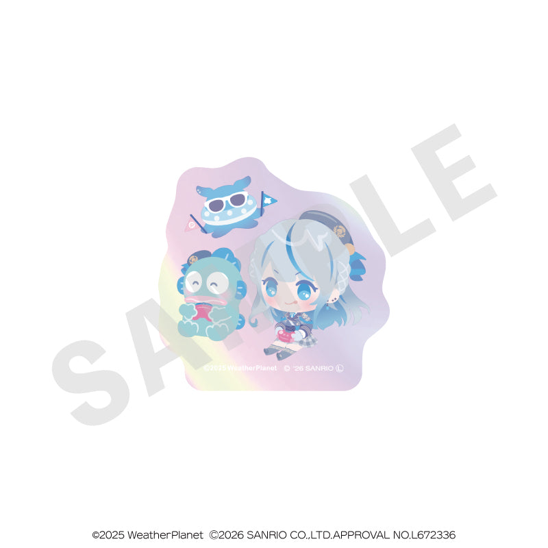 WeatherPlanet x Sanrio characters のグッズ、雨海ルカ・ハンギョドンのステッカーの画像です