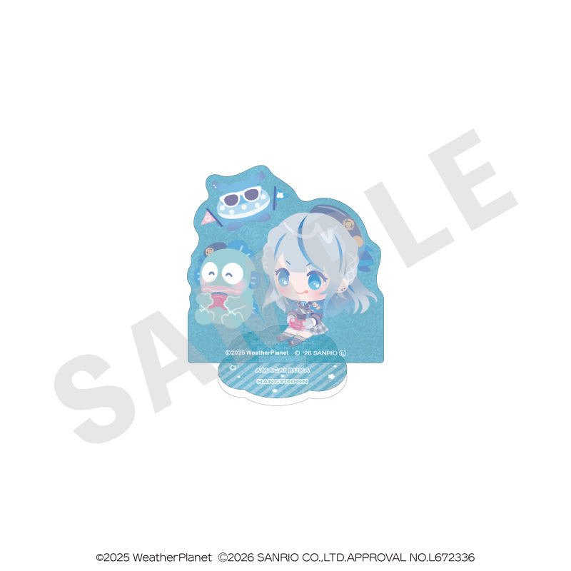 WeatherPlanet x Sanrio characters のグッズ、雨海ルカ・ハンギョドンのアクリルスタンドの画像です
